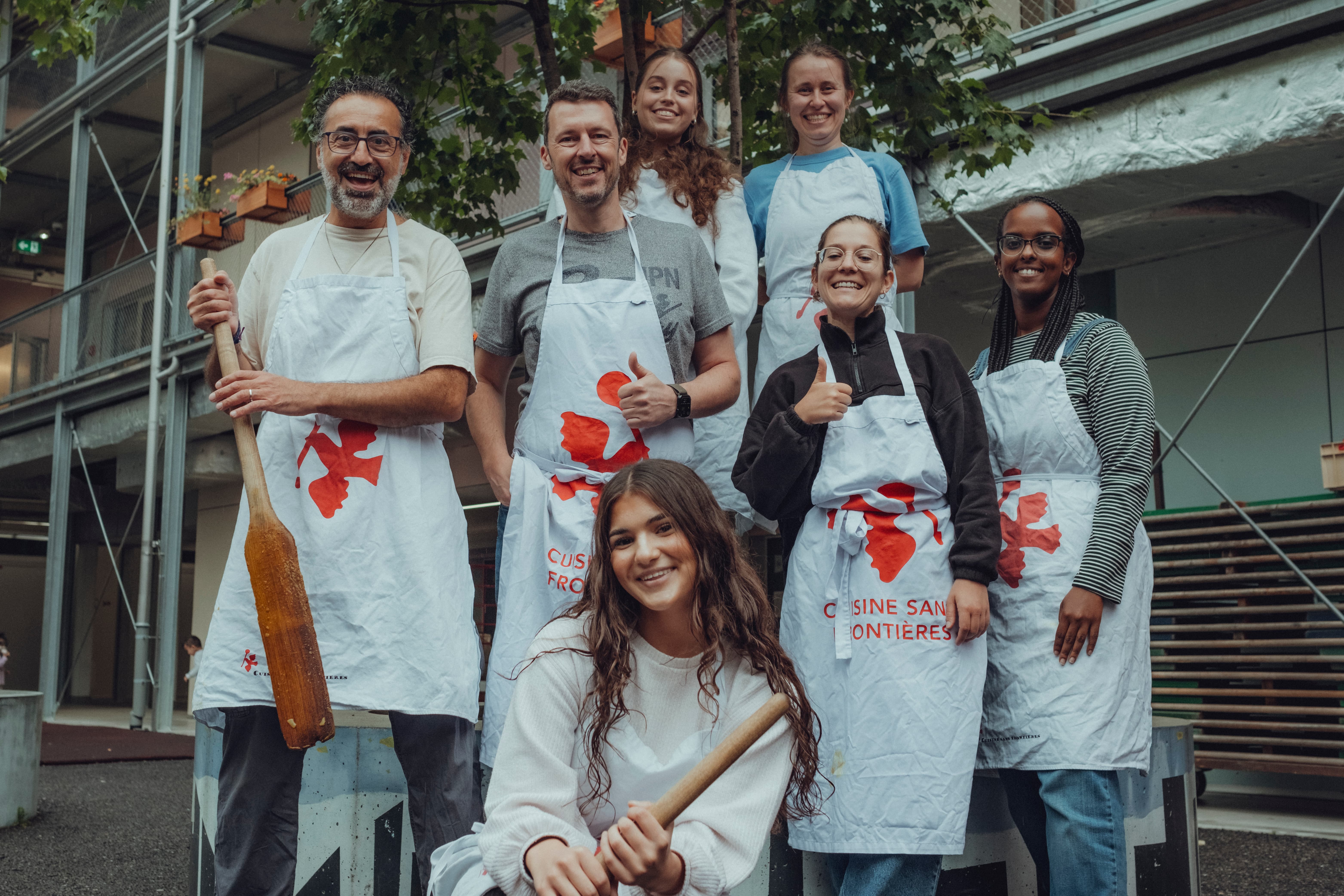 volunteers happily posing