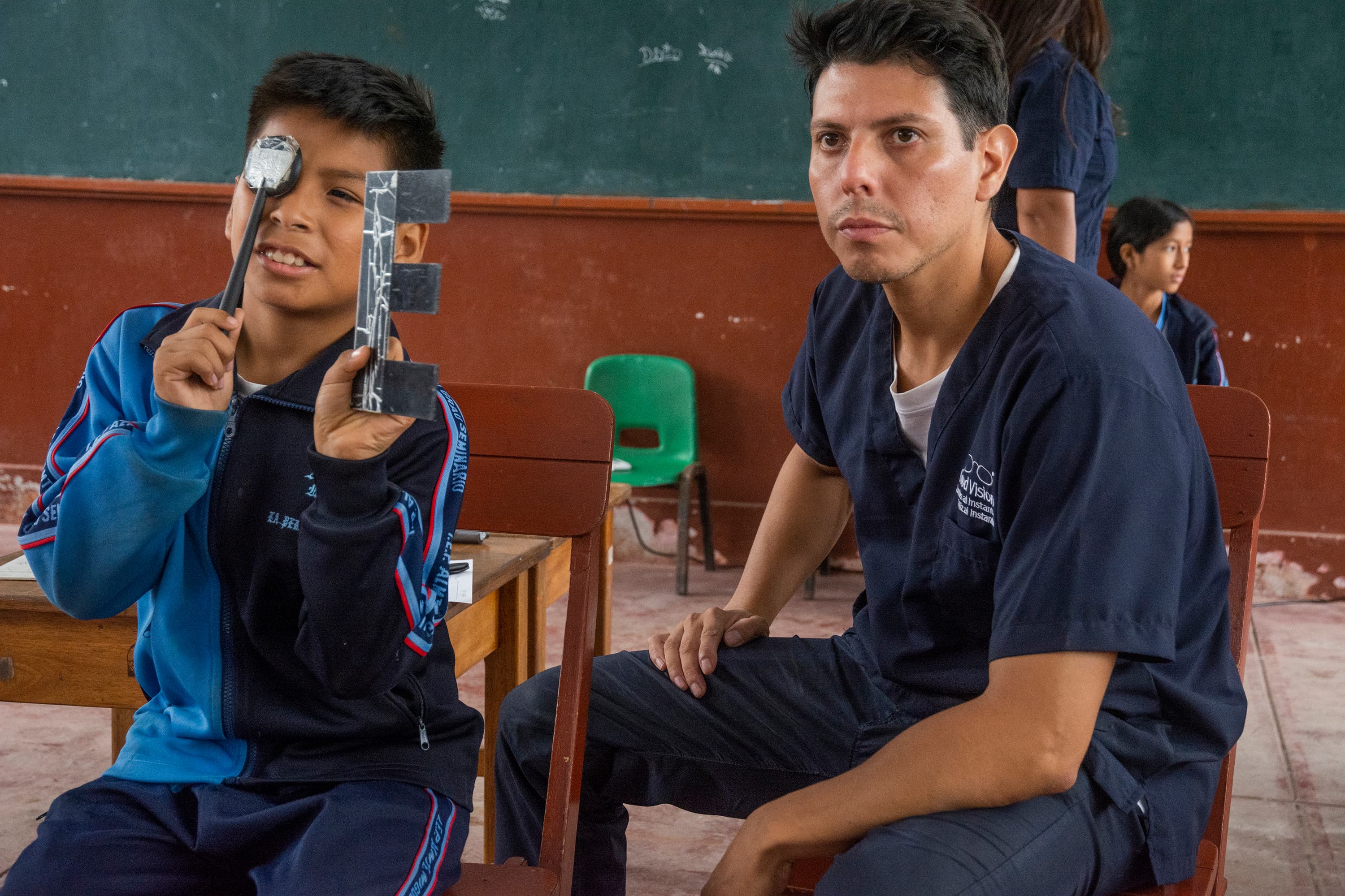 child having his eye-sight tested